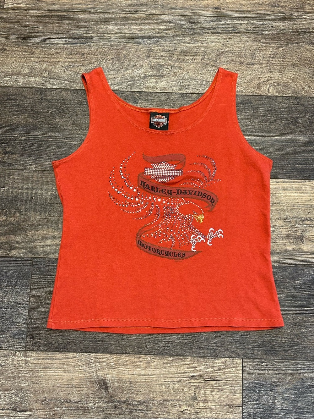 VTG Y2K Harley Davidson Bedazzled Eagle Graphic Tank Top Women's L Hill City, SD